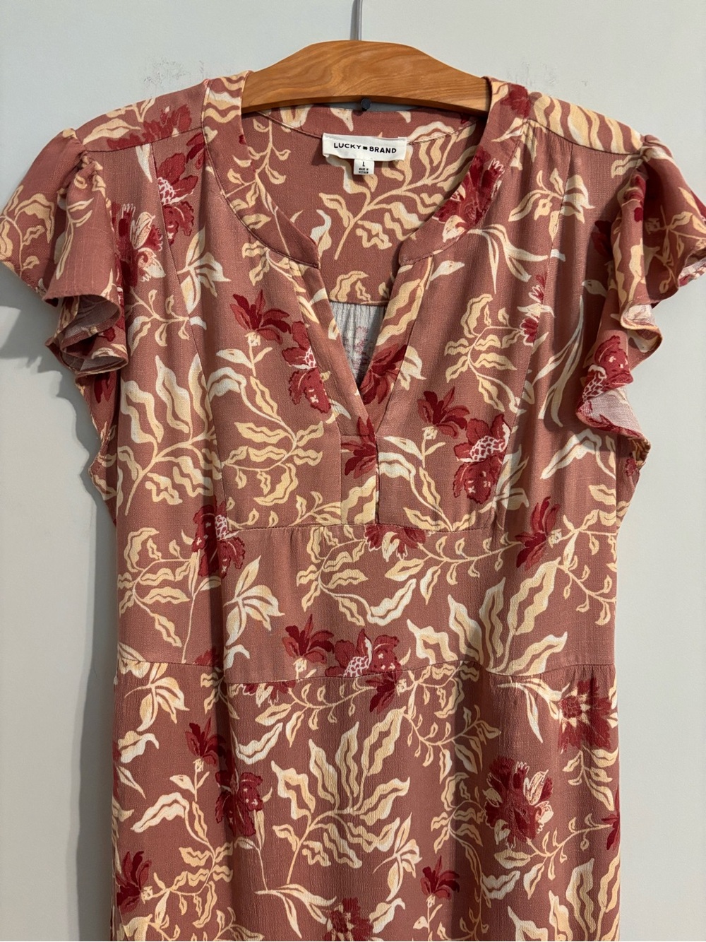 Lucky Brand Flutter sleeve Midi Floral Dress - Picture 8 of 13